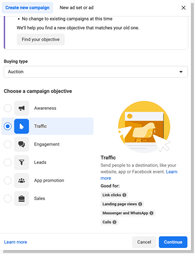 Traffic Objectives, Meta, Facebook ads, ad objectives